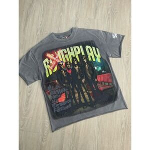 RoughPlay "Rockstar" Tee Grey Mens Rhinestone Cotton Short Sleeve Cotton T-shirt